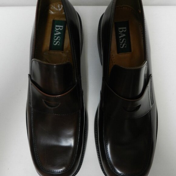 BASS Leather brown Penny Loafers shoes slides made in Italy NEW Size Sz 10.5 M - Picture 3 of 12